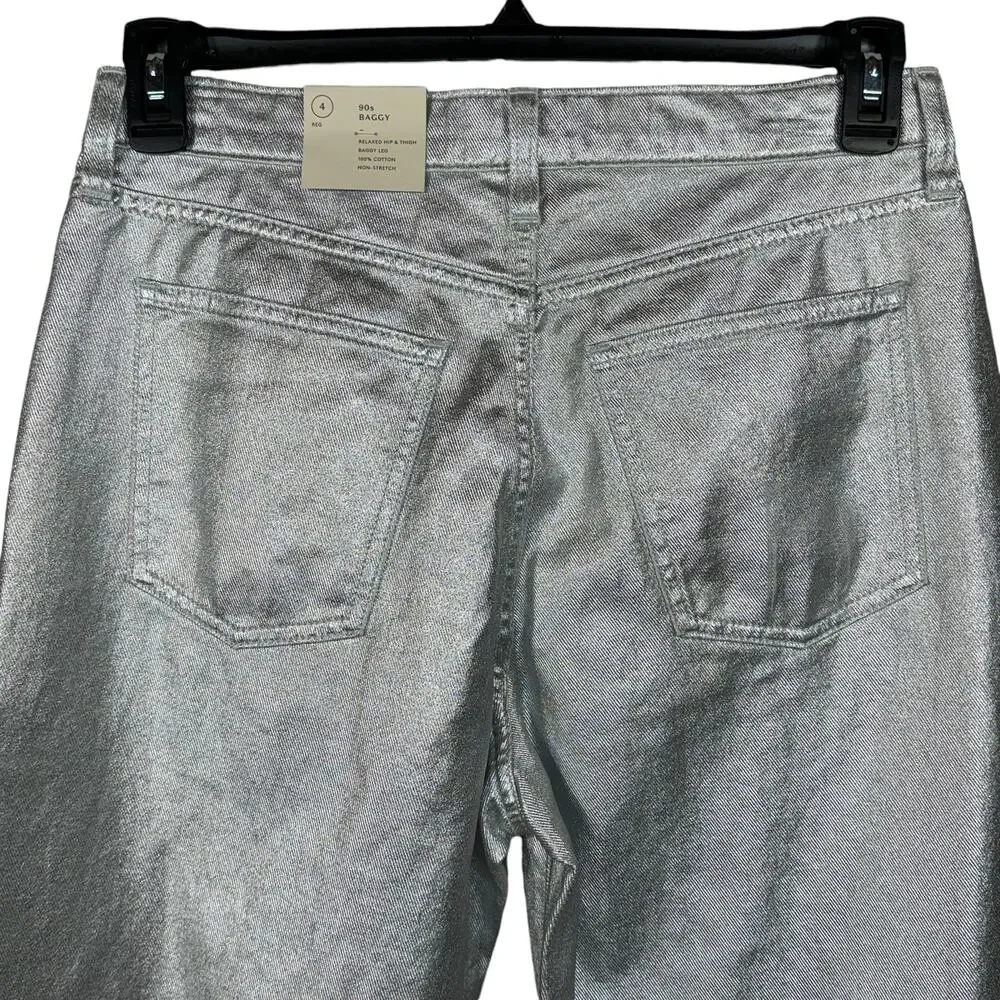 Universal Thread SZ 4R 90's Baggy Jeans Shiny Silver Hi-Rise 100% Cotton New - Picture 5 of 11